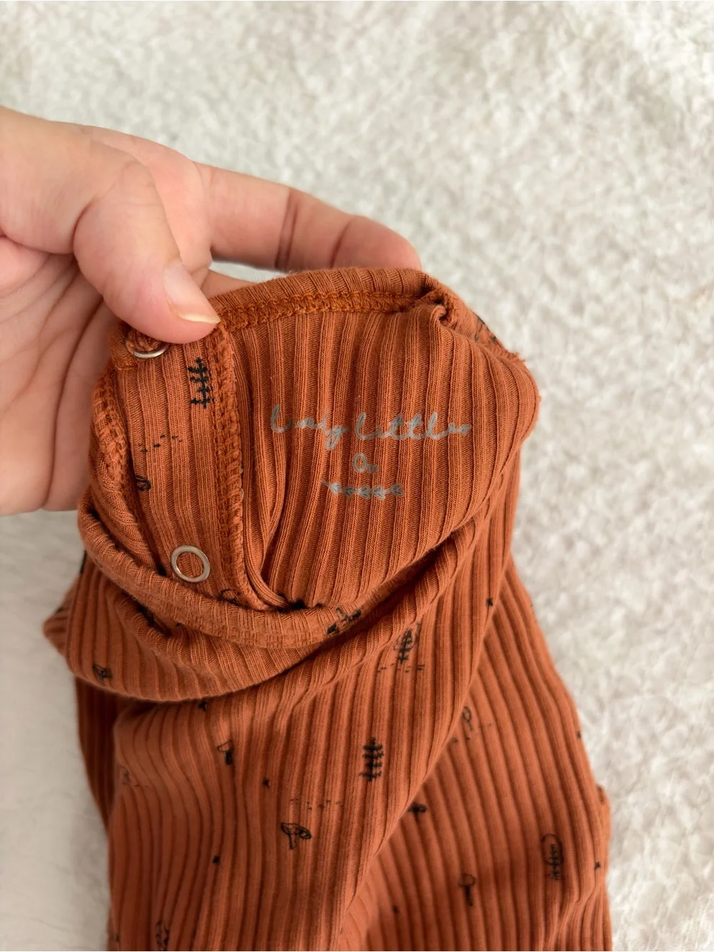 Rust Ribbed Footed One-Piece